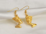 Egyptian Queen Ear Hoop Earrings - Ethnic Women Nefertiti Larger Earrings Vintage Pattern Unique V1188-WTJ-LZZ-01862