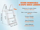 Dock Ladder, Removable 3 Steps, 159 kg Load Capacity, Aluminum Alloy Pontoon Boat Ladder with 101.6 V952-MTXTCXSJFHXJDFX4BV0