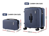 Wanderlite 2pcs Trunk Luggage Suitcase Travel Carry On TSA Lock 12" 20" Navy LUG-ABS-TRUK-12-20-NA