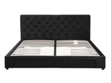 Artiss Queen Bed Frame Storage Charging Station Upholstered 3 Drawers USB Type-C BFRAME-G-LUNA-Q-BK-ABC