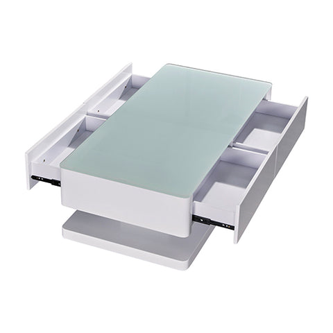 Stylish Coffee Table High Gloss Finish Shiny White Colour with 4 Drawers Storage V43-CT-SUP-WH