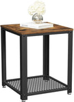 2-Tier Side Table with Storage Shelf with Metal Frame Rustic Brown V178-11246