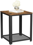 2-Tier Side Table with Storage Shelf with Metal Frame Rustic Brown V178-11246