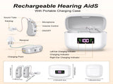 Rechargeable Behind-the-Ear Hearing Aids with Charging Case & LCD Display Compact Sound Amplifier V1107-CS-BCYS802
