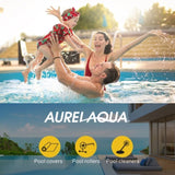 AURELAQUA Pool Cover Roller and 8.5x4.2m Solar Blanket 400 Micron, Blue/Blue V219-SWPCOMAURA7G84B