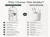 Toothbrush Holders with Sliding Lid, 360&deg Rotating Bathroom Organizer, Compact Countertop Storage V1366-AZ2-W-11634