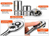 53-Piece 1/4" Socket and Bit Tool Box - Steel Metric Ratchet Wrench Kit with Extension Bars, V888-ELOSUNG55722