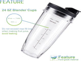 Ninja Blender Cups Replacement 24oz Compatible with Ninja BN401, BL450, BL456, BL480, BL2012, V1258-DP02-C-112