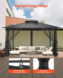 Gazebo Netting Replacement, Fit Most 12 x 12 x 7.5 FT Gazebo Curtain, Outdoor Garden Net, 4-Panel V952-LTWZDL12FT12G6AC0V0