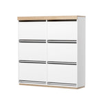 Artiss Shoe Rack Cabinet 3-Tier 45 Pairs White FUR-U-SHOE-6D-WHWD-AB