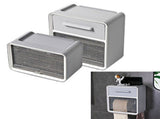 Toilet Paper Holder Wall Mount Waterproof Storage Box PP with Drawer for Bathroom Grey V1294-YM0703-3112230006212