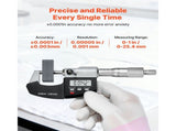 Micrometer Set, Digital Outside Micrometer 0-25.4 mm Measuring Range, 0.001 mm Resolution, V952-QFCTZWJQFC01PF0V5001V9