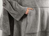 Blue 180 x 120CM Extra Large Wearable Wrap Blanket with Sleeves and Large Pocket, Cozy Thickened V888-ELOSUNG52503