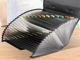 Extended file manager leather organ bag 26 compartment portable organ bag multi layer folder large V1192-AZ-W-13895