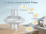 12-pack CPAP Inline Filter, Universal Inline CPAP Filter Compatible with BiPAP Machines V1258-DP02-WO-639