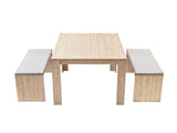 Artiss 3 Piece Dining Sets, 120cm Wooden Dining Table and 2 Upholstered Chairs Set, Space-Saving DSET-TAB120-BEN90-WD