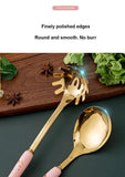 Dark Green Gold Stainless Steel Kitchen Utensil Set - 7-Piece Golden Cooking Tools with Stand V888-ELOSUNG15848