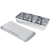 Household 3Grid Stainless Steel Seasoning Box Jar Spice Container Set with Spoons Cover V1294-YM0901-3118200093411