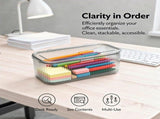 3 Pack Plastic Pen Storage Box, Clear Pencil Case Organizer with Lids for Desk Drawer, 9.8" x 3.9" x V1192-AZ-W-18424