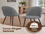 Artiss Dining Chairs Set of 2 Linen Solid Curved Houndstooth MO-DIN-02-LI-HSX2