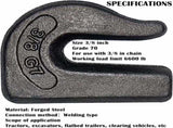 Weld On Grab Chain Hook,3/8" Hooks,Grade 70 Load Limit 6600 lbs,for Welded onto Tractors or V1259-DP01-A-5713