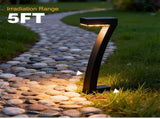 4 Pack "7" Shaped Solar Pathway Lights - Outdoor Waterproof Modern LED Landscape Stake Lights with V888-ELOSUNG55268