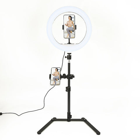 12 Inch LED Video Ring Light with Tabletop Light Stand and Phone Holder Black V63-838531