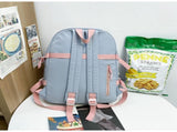 Women's Large Aesthetic Backpack Black Nylon Daypack with Cute Bear Plushie & Pins For High V888-ELOSUNG41086