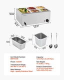 VEVOR Commercial Electric Food Warmer 5-Pan Countertop Buffet 14.5L Bain Marie V952-SYSPBWQPTK11HFYAQV3
