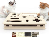 Multi-Functional Cat Claw Care Enrichment Box Durable Wood Scratcher & Interactive Puzzle for V1188-MS-525-001