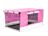 Wire Dog Cage Foldable Crate Kennel 42in with Tray PINK Cover Combo V274-PET-WCCV42-PK