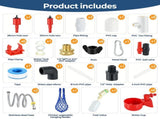 57 Pcs Automatic Chicken Waterer System Set, Chicken Watering Kit with 8 Water Cups & Float Valve, V1107-CS-OIBTKD8