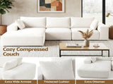 Artiss 3 Seater Modular Sofa Bed Sectional Boneless Couches for Living Room Corduroy Compressed Sofa SBED-K-CDY-4S-WH-ABC