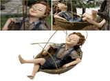 Swing Statue Tree Hanging Ornament Sleeping Boy Look Swinging Figurine Sculpture Decor for Outdoor V1294-YM0901-3111240162011