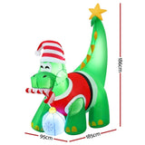 Jingle Jollys Christmas Inflatable Dinosaur 1.86M Height LED Decorations Illuminated XMAS-INF-DINO-GR-6FT