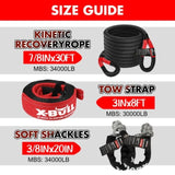 X-BULL Snatch Strap Soft Shackles Kinetic Recovery Rope Folding Shovel Survival V211-AUEB-XBRK013FS001
