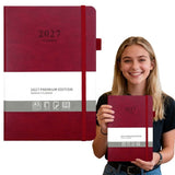 1Pcs A5 8.465.71in Leather Cover - 384 Pages Yearly Monthly Weekly Organizer with Elastic Band & V1366-AZ2-W-21370