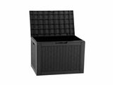 Gardeon Outdoor Storage Box 118L Container Lockable Garden Toy Tool Rattan-Texture Black OSB-RAT-118L-BK