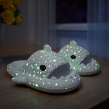 Ladies Shark Slippers Glowing Glitter Slippers Quick-Dry Slippers Non-Slip EVA - Black - Size 40 V1102-959-84658-BLK-40