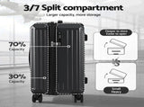 Wanderlite 4pcs Trunk Luggage Suitcase Set Travel Carry On TSA Lock Black LUG-ABS-TRUK01-4SET-BK