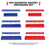 6PCS 1/4" 3/8" 1/2" 143 Slot Magnetic Socket Organizer Storage Holder Trays Set V1097-TTJ-0016