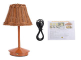 Boho Rattan Table Lamp LED Rechargeable Reading Light 3 Color Touch Control Dimmable Bedside Lamp V1294-YM0901-3119250083211