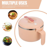 Insulated Pink Stainless Steel Noodle Bowl with Handle, Microwave Safe V1366-AZ2-W-20170
