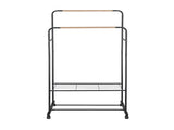 Artiss Clothes Rack Double Rod Airer Rail Coat Stand Hanger Storage Shelf HANGER-B-11-2T-BK