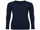 Mens 100% Pure Merino Wool Thermal Underwear V Neck Long Sleeve Top - Navy V563-THERMO-WVNECK-NVY-XS
