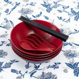 12 Piece Ramen Noodle Bowl with Spoon and Chopsticks Black Red V63-932061