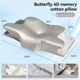 Butterfly 4D Memory Cotton Pillow Ice-Silk Fabric Cooling Pillow Cervical Spine - Gray - Size Large V1106-115-79531-GRY-LARGEHORNMODEL