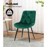 Artiss Dining Chairs Set of 2 Velvet Diamond Tufted Green UPHO-C-DIN-5218-VEL-GRX2