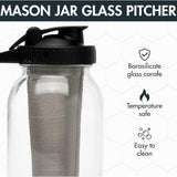 32oz Mason Jar Cold Brew Coffee Pitcher - Soda Lime Glass Jug with Measurement Marks & Pour V888-ELOSUNG55469