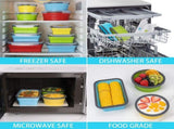 Collapsible Food Storage Bowls with Vented Lids, 8 Pieces Set 4 Rectangular & 4 Round Silicone V1188-MS-601-010